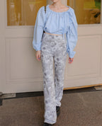 flower pattern boot cut sweat pants