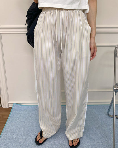 stripe lace line pants