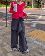 check skirt layered pants