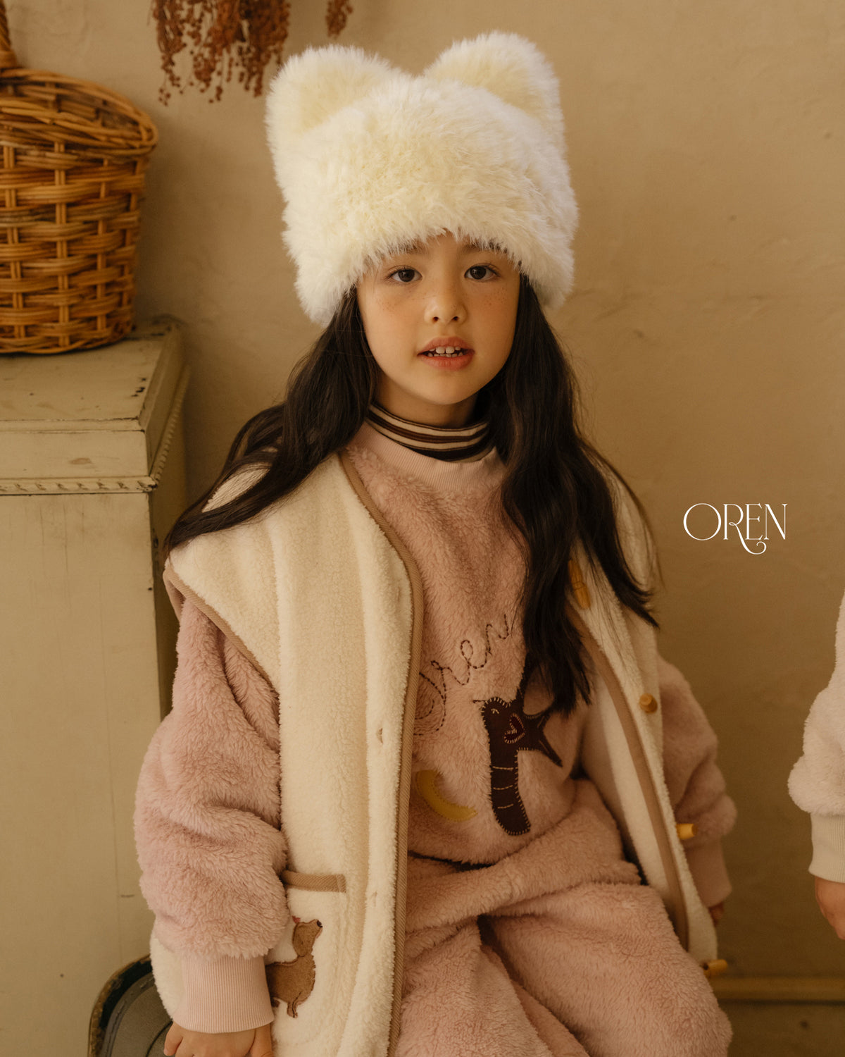 【OREN】cat faux fur beanie