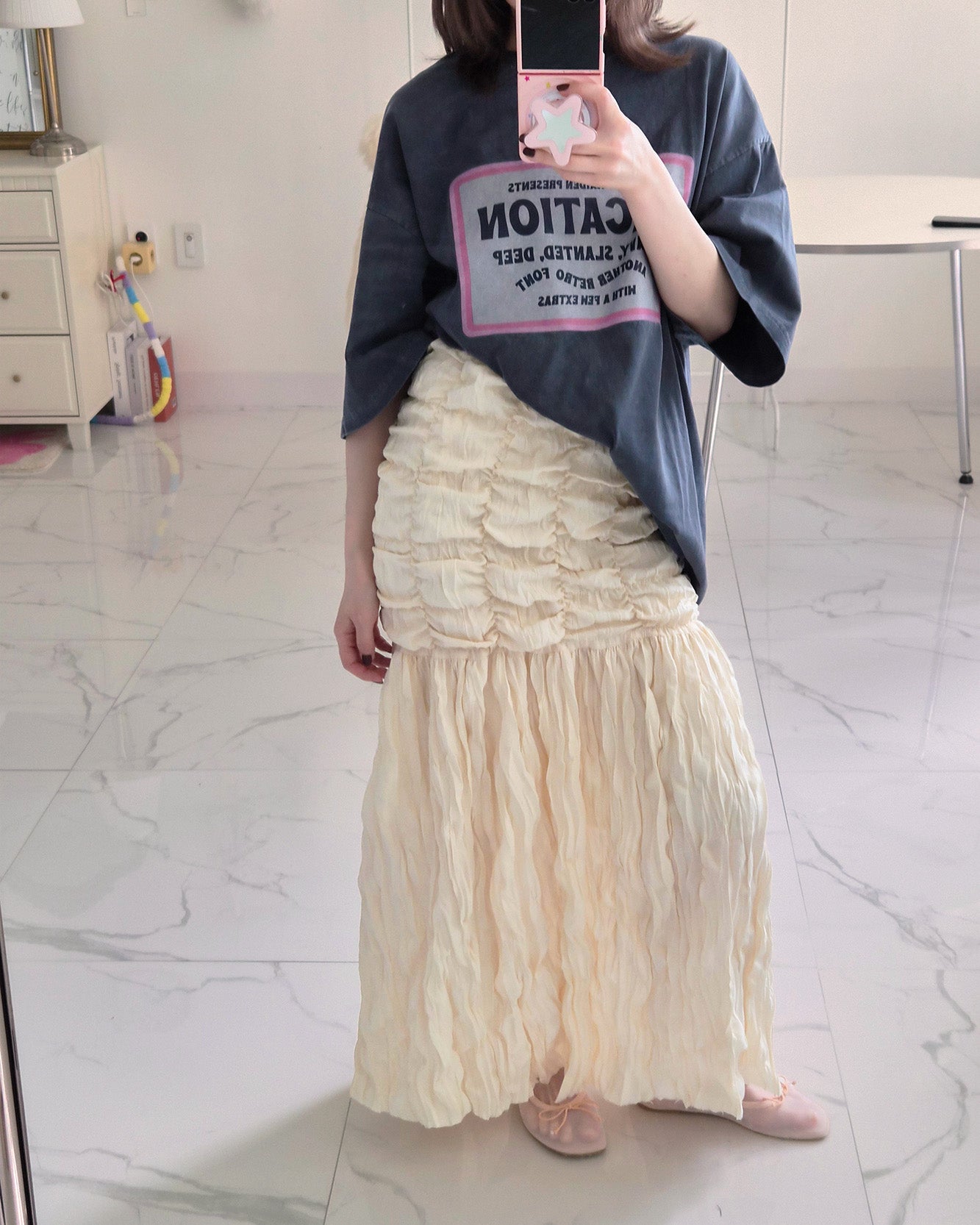 shirring popcorn skirt