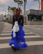tiered volume frill tulle skirt