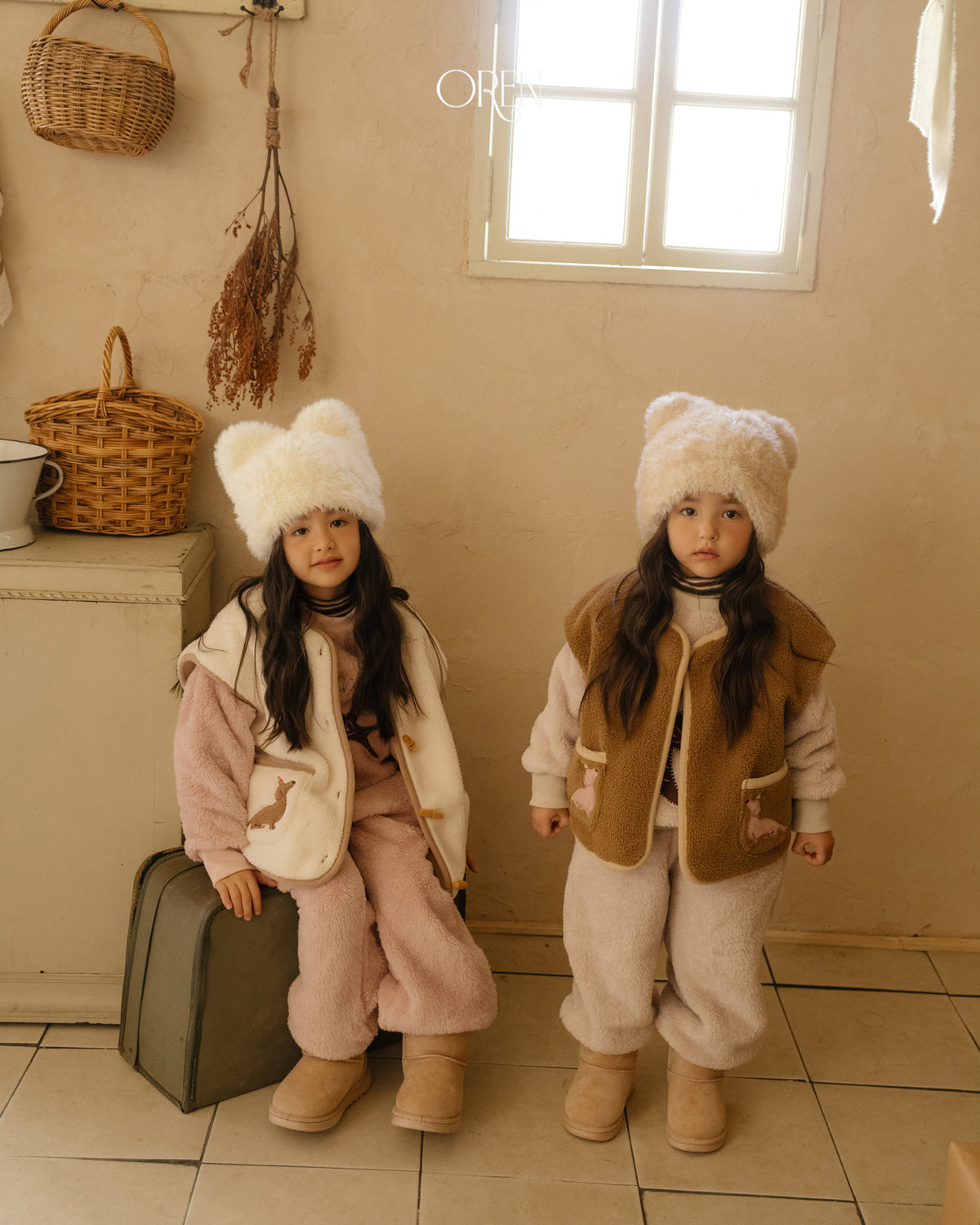 【OREN】cat faux fur beanie