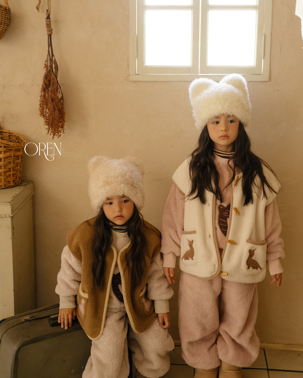 【OREN】cat faux fur beanie