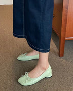 ribbon rounded square toe shoes