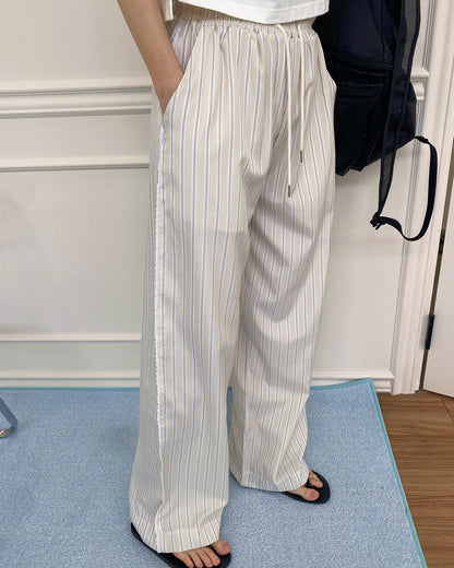 stripe lace line pants