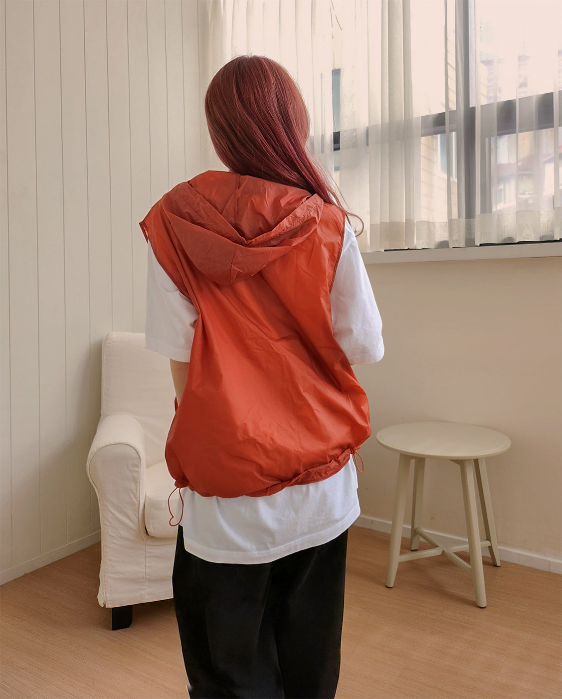 sheer nylon hood vest