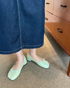 ribbon rounded square toe shoes