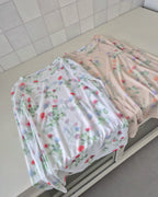 blurred flower sheer long sleeve T