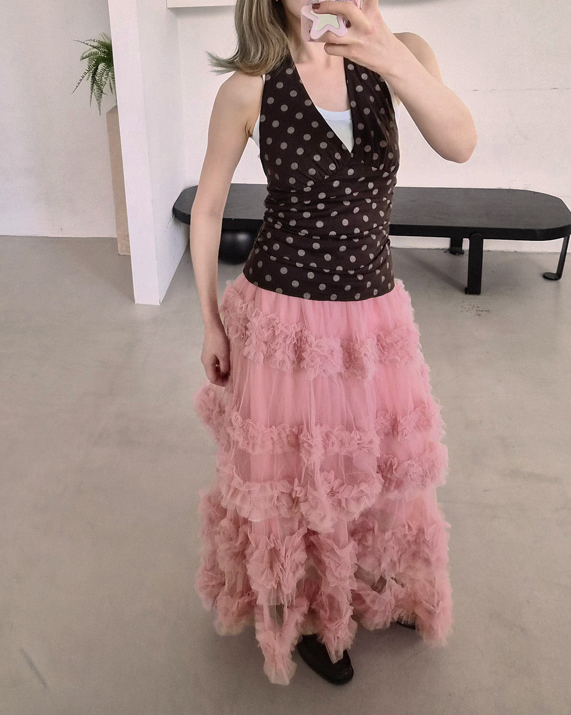 tiered volume frill tulle skirt