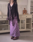 frill lace flare cardigan
