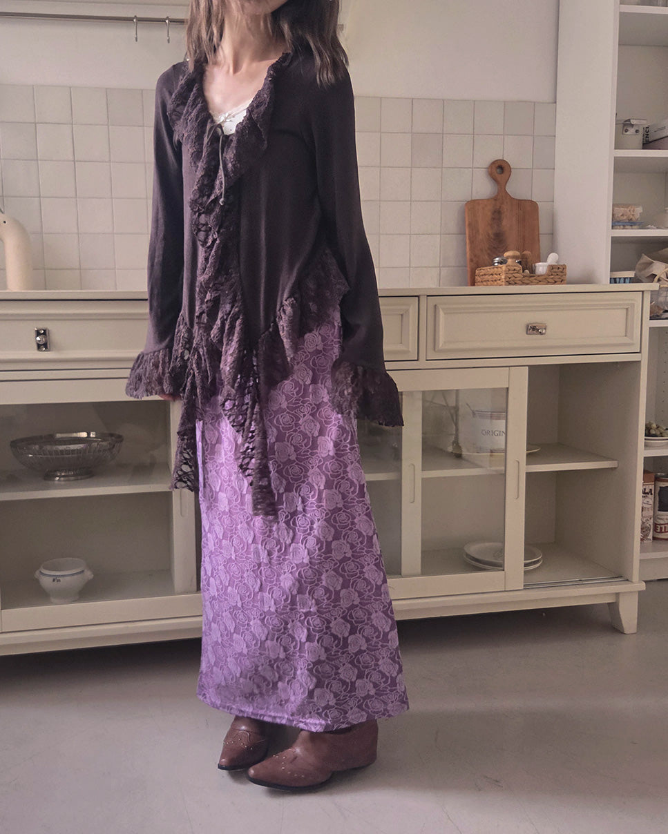 frill lace flare cardigan