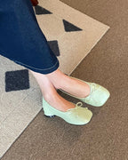 ribbon rounded square toe shoes