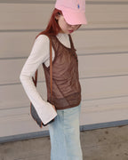 henry neck sheer sleeve less top