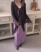 frill lace flare cardigan
