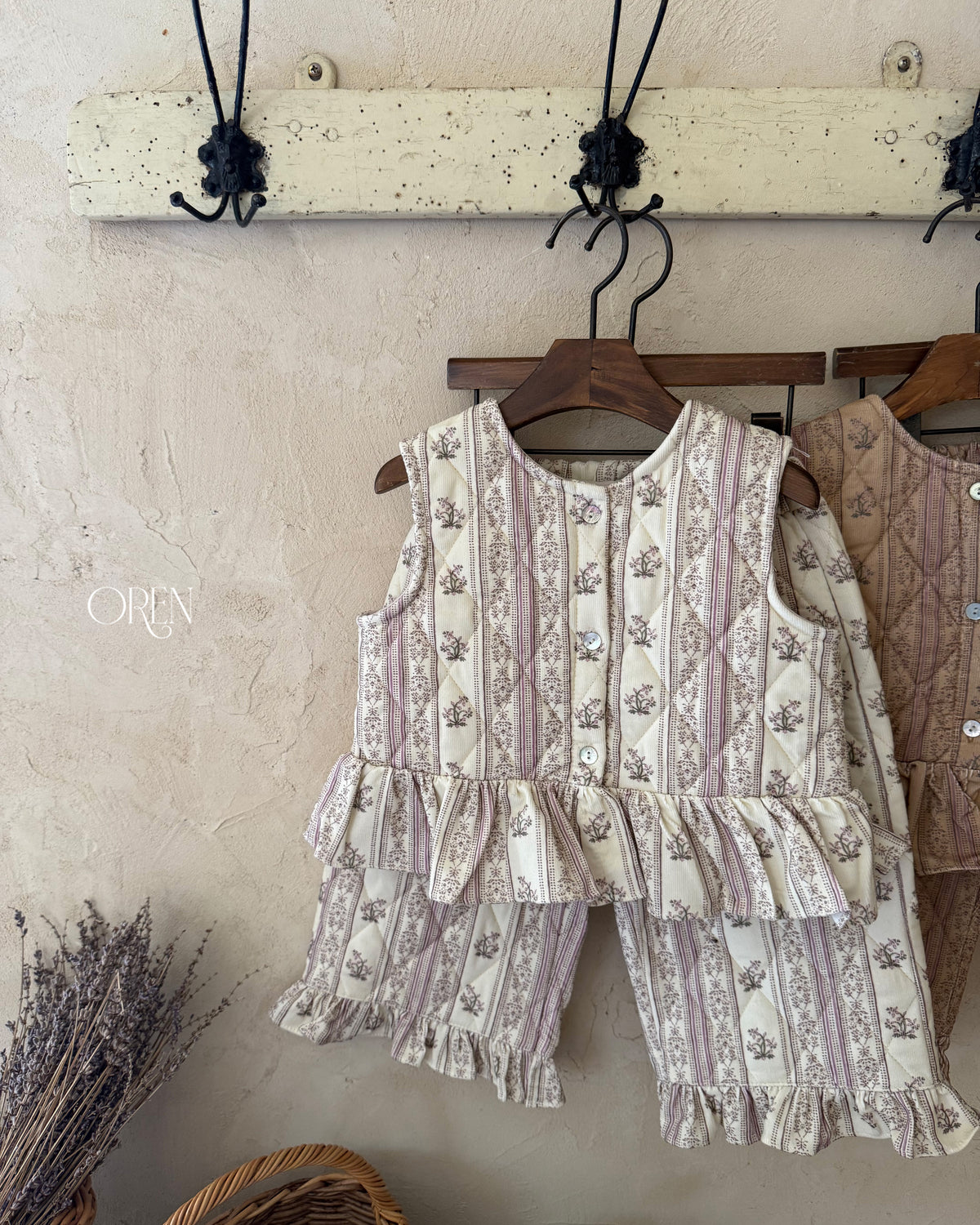 【OREN】groot quilted vest SET UP