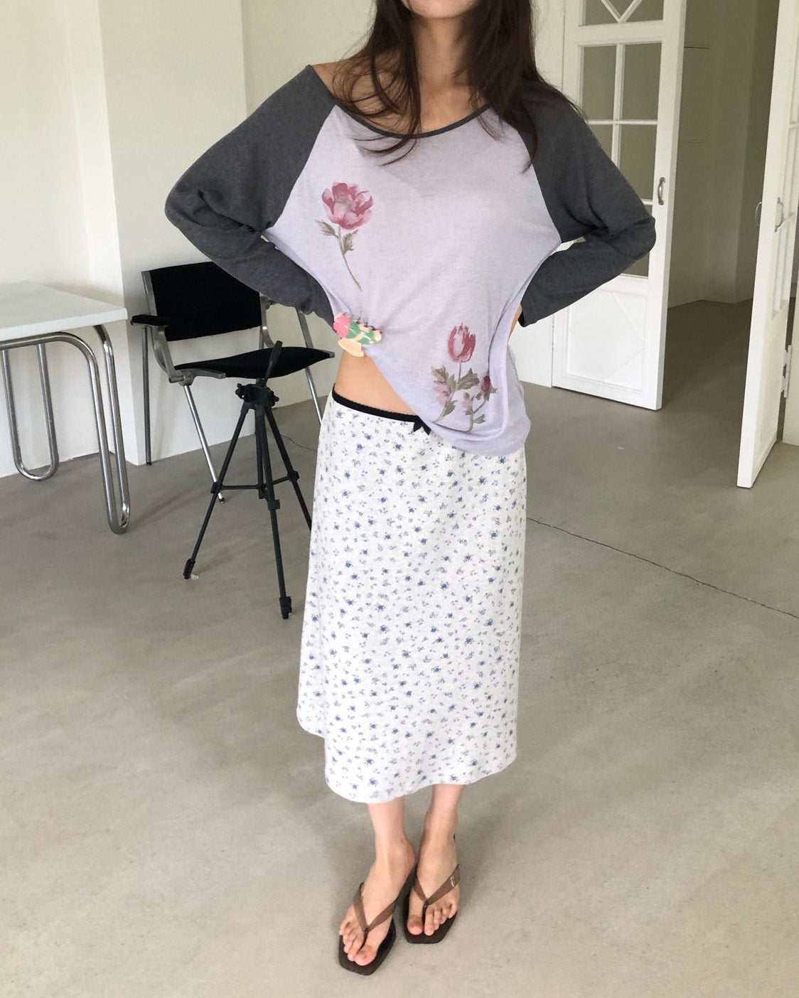 flower raglan sleeve T