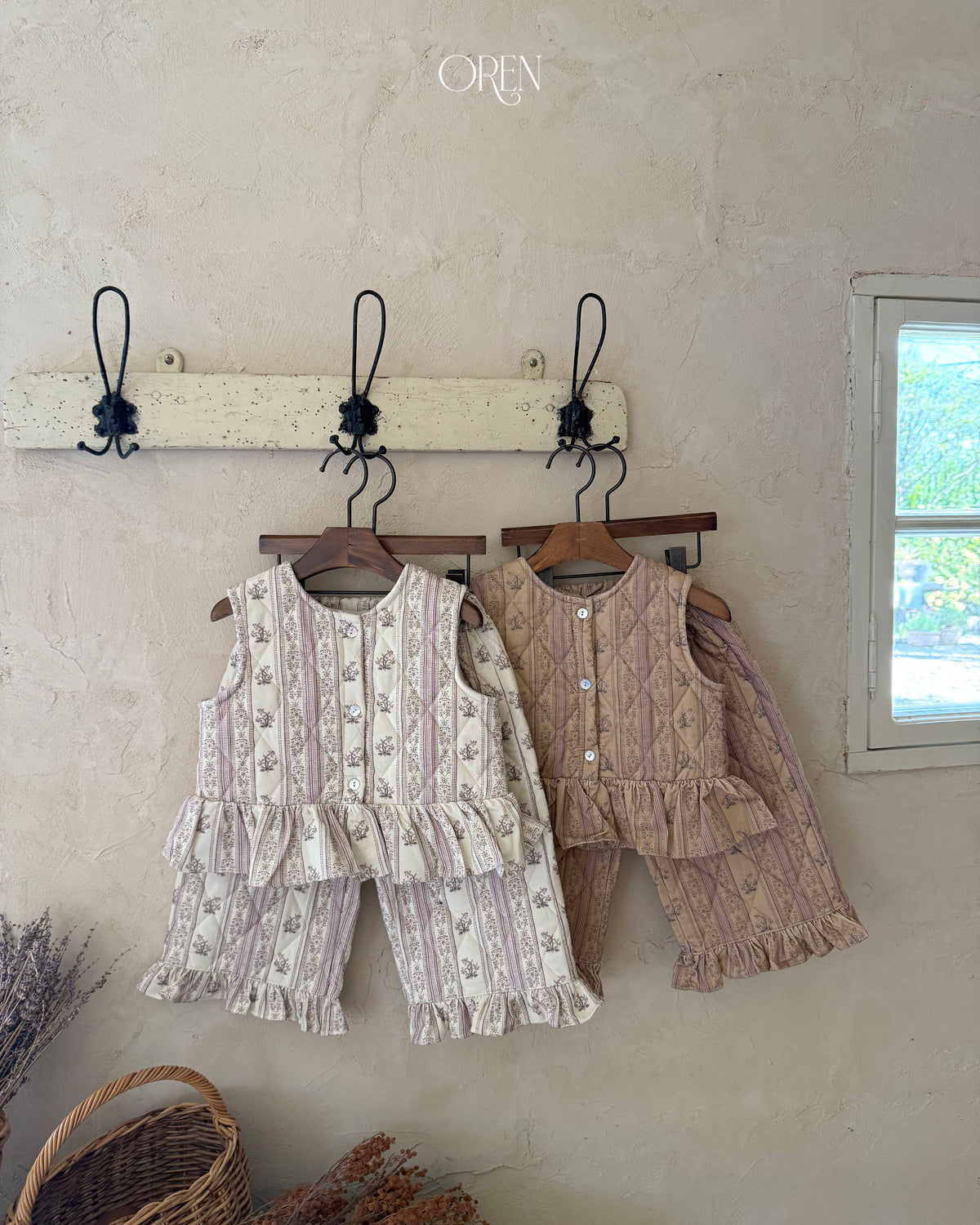 【OREN】groot quilted vest SET UP