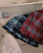 dot check frill middle skirt