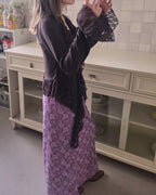 frill lace flare cardigan