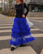 tiered volume frill tulle skirt