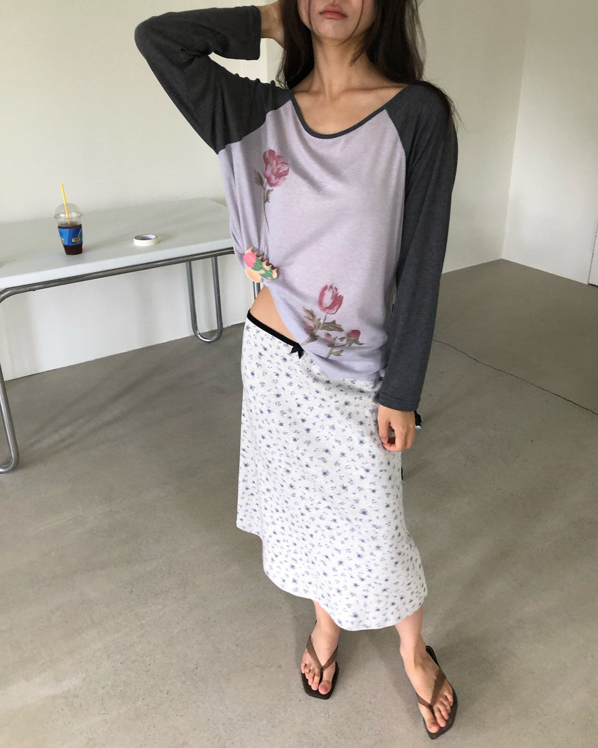 flower raglan sleeve T