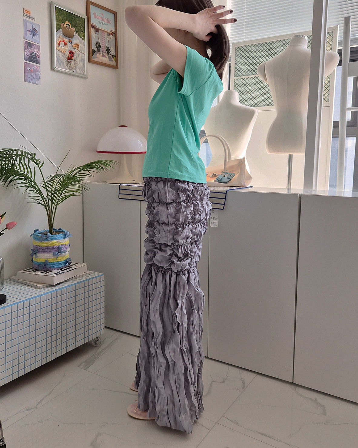 shirring popcorn skirt