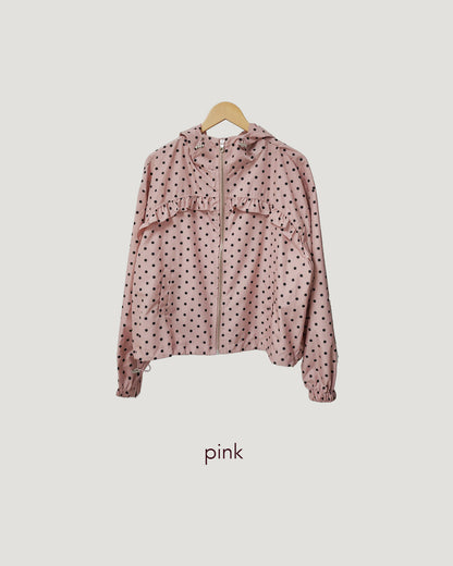 dot frill nylon blouson