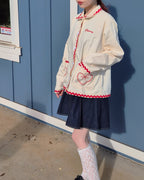 red ribbon embroidery cotton jacket