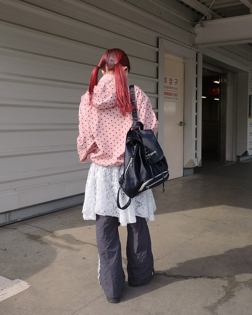 dot frill nylon blouson