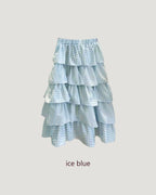 gingham check tiered skirt