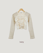 raglan knit sleeves shirring T