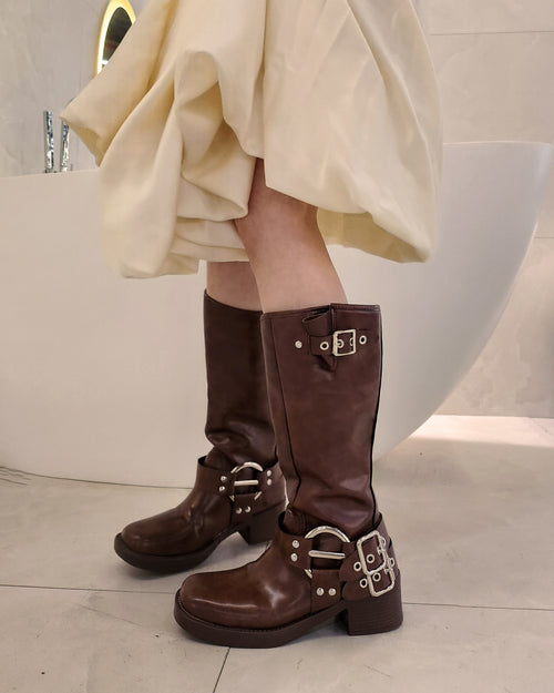 buckle belt boots