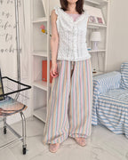 multi stripe wide pants