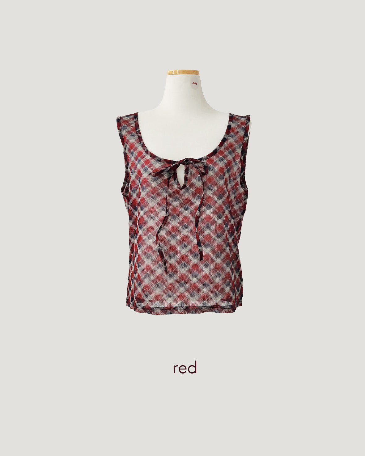 sheer check sleeve less top