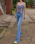 gingham check lace point camisole