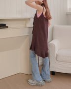 rose scarf knit mini dress