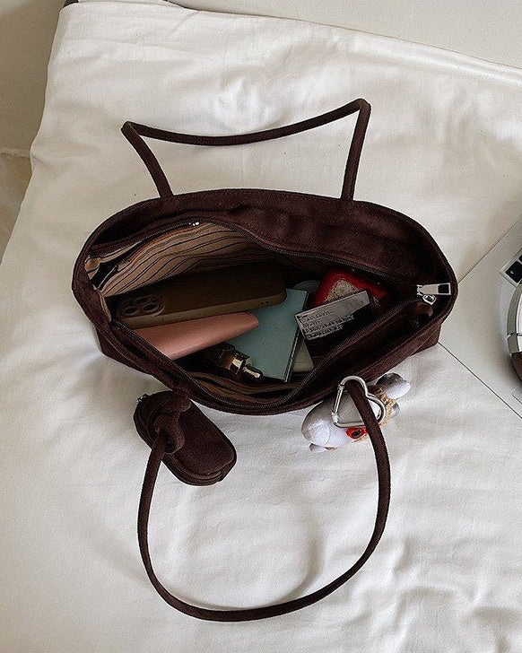faux suede square shoulder bag