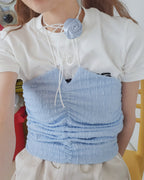 rose corsage set shirring top