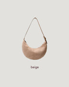 faux suede half moon bag