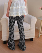 rose pattern boot cut pants