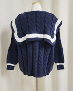 sailor collar oversize knit cardigan