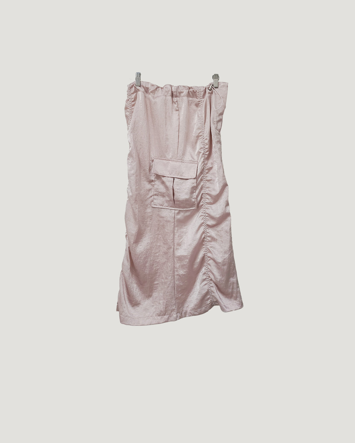 satin shirring cargo skirt