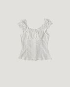 cotton lace frill sleeve less blouse