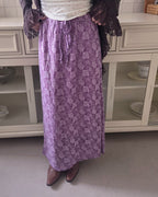 vintage like rose pattern long skirt