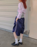 track satin bermuda pants