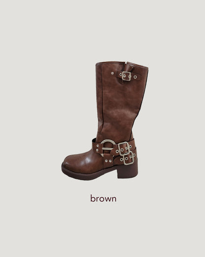 buckle belt boots