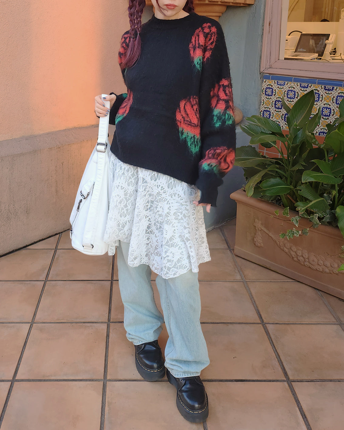 rose knit pullover