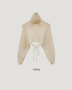 turtleneck eyelet short knit