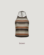 multi stripe halter neck knit like top
